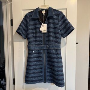 EDIT Jason Wu Navy and Blue Tweed Zip Dress